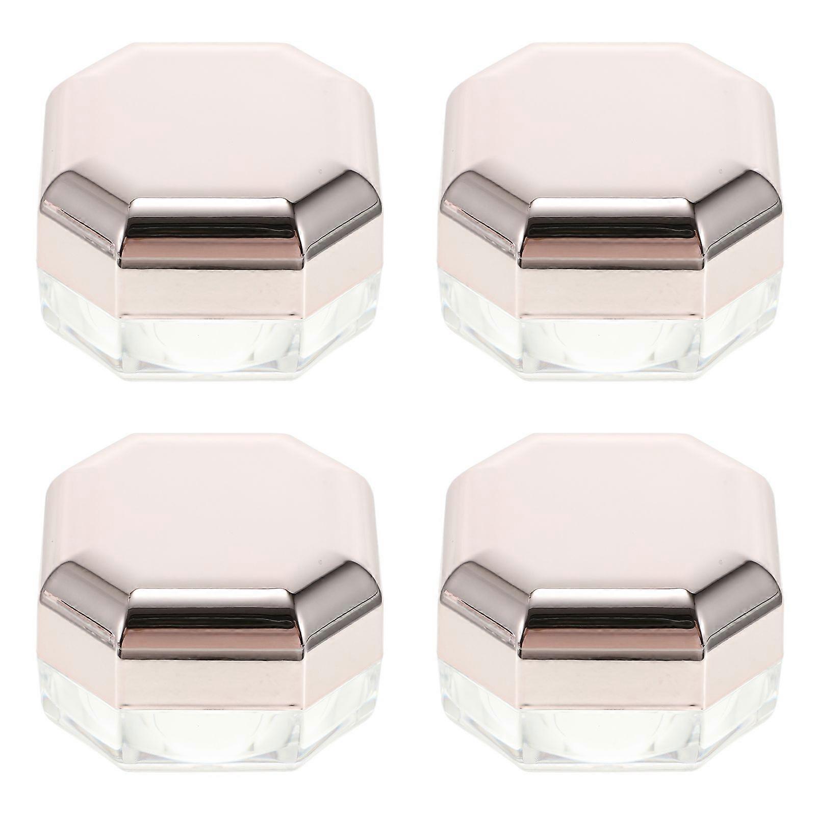 4pcs Octagonal Makeup Loose Powder Boxes Portable Empty Containers (Rose Gold)