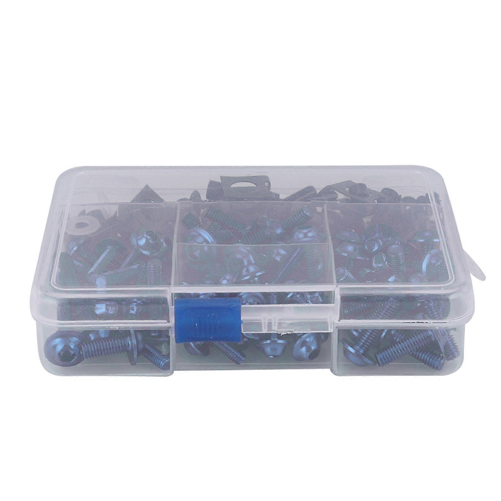 177pcs Motorcycle Screws Fairing Bolt Kit Universal M5 M6 Fit for Yamaha SportbikesBlue
