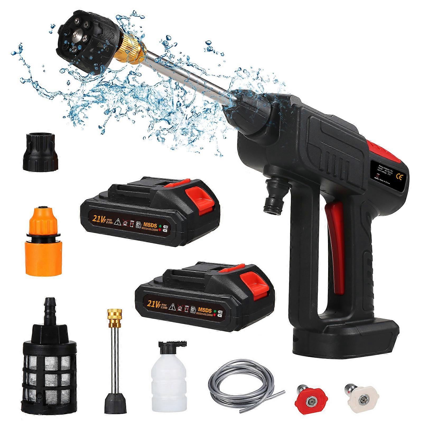 Nettoyeur haute pression 300 W avec robinet, auto-amorçant, multifonction, sans fil, avec buse 6 en 1, pour maison, jardin, véhicule