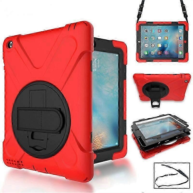360 Degree Rotation Silicone Protective Cover with Holder and Hand Strap and Long Strap for iPad 2 / 3 / 4 2025