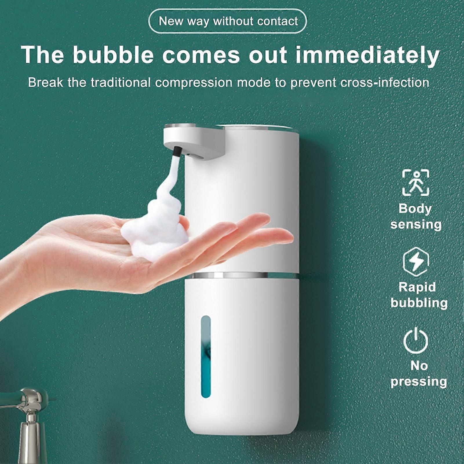 Washranp Automatic Soap Dispenser, Touchless Foaming, USB Rechargeable, Wall Mounted, 4-Level Adjustable, for Bathroom & Kitchen