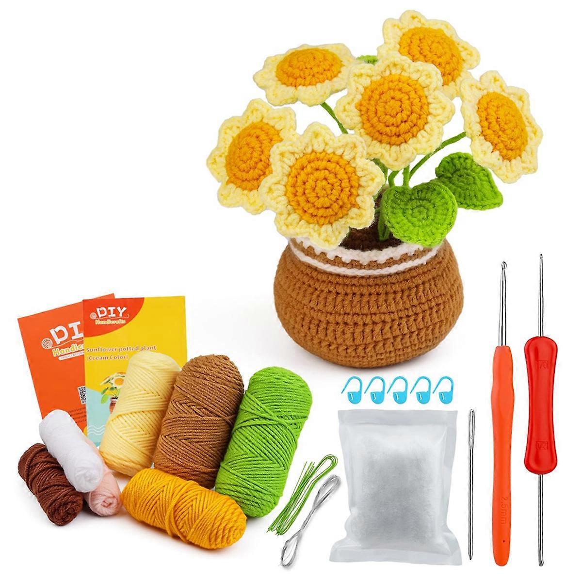 Complete Crochet Kits for Beginners,DIY Sunflower Crochet Kit