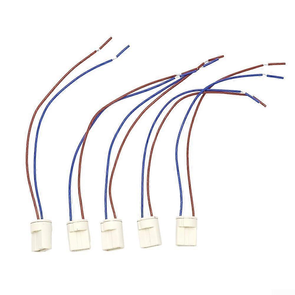 G9 Ceramic Lamp Holders, FivePack, 14 cm Cable, 500W Halogen, Preassembled with Mounting Holes for Frame Attachment