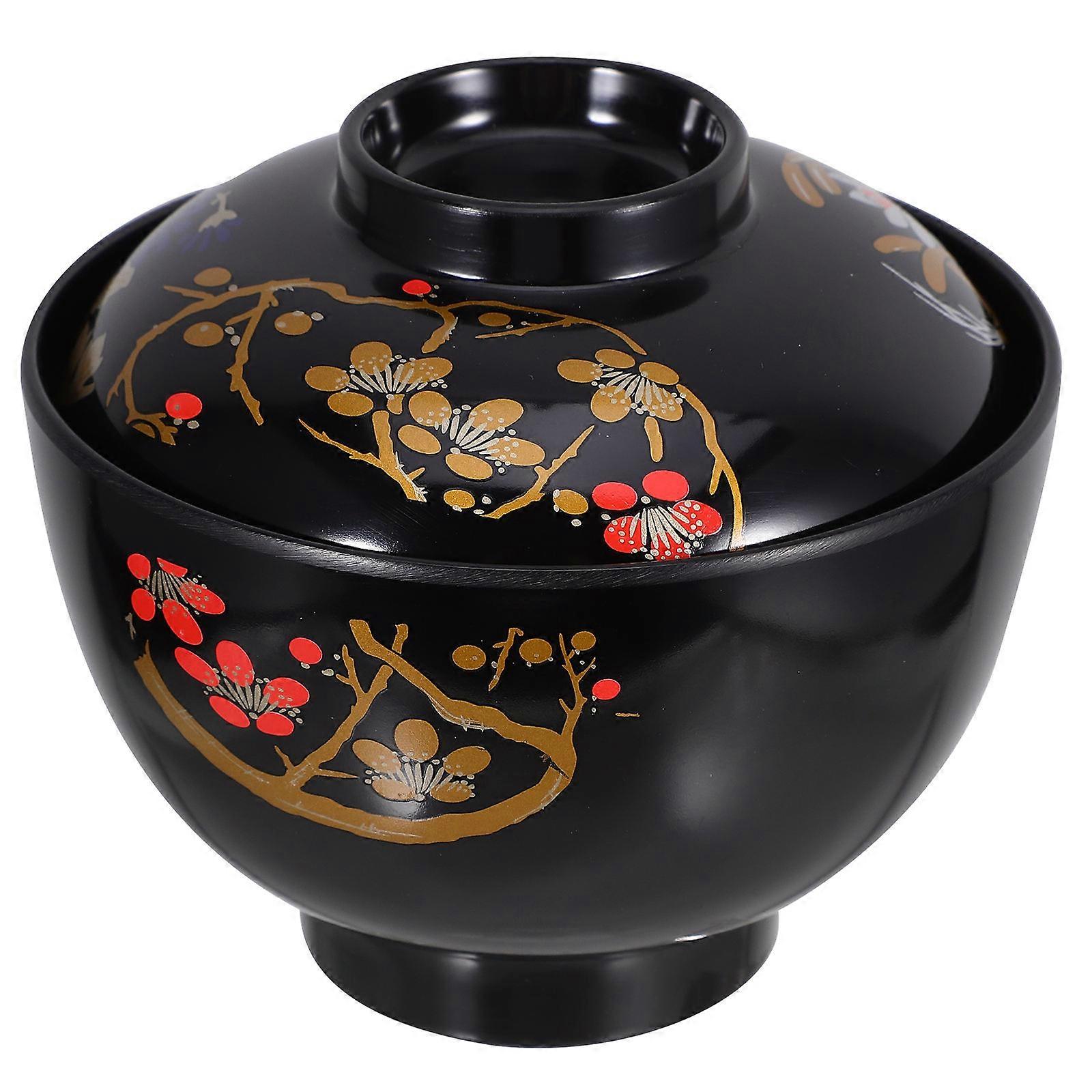 3Pcs Black Lidded Soup Bowls Designed For Restaurants Perfect For Dining Gatherings Featuring Thickened Construction