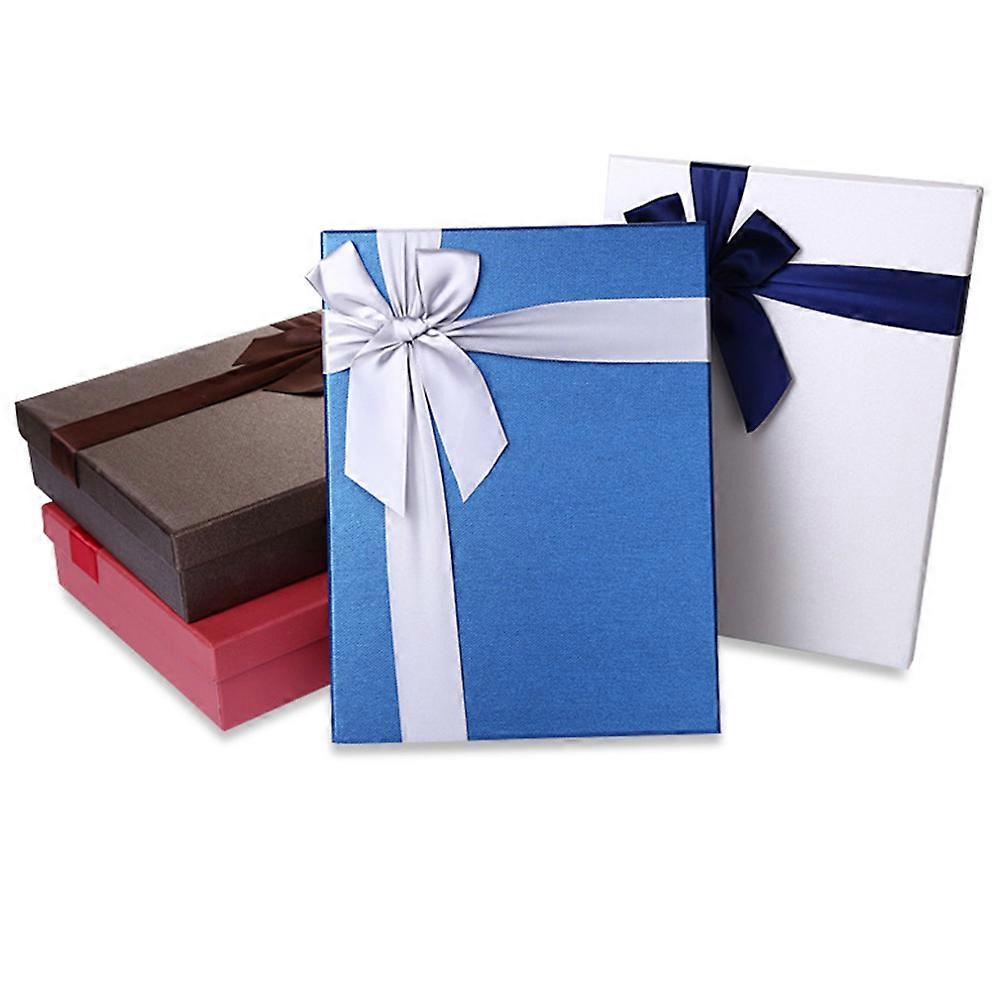 Grey Gift Case Paperboard Box for Storage 9Pcs with Ribbon Design