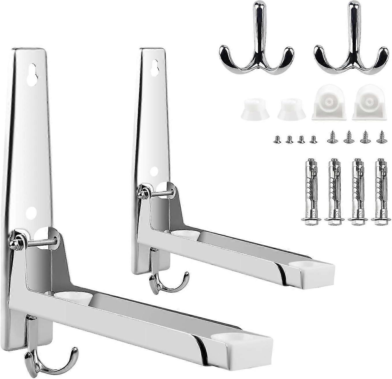 סוגר קיר מיקרוגל, נירוסטה 304, עם וו, מתקפל וטלסקופי, עומס מרבי 40 ק"ג, כסף
