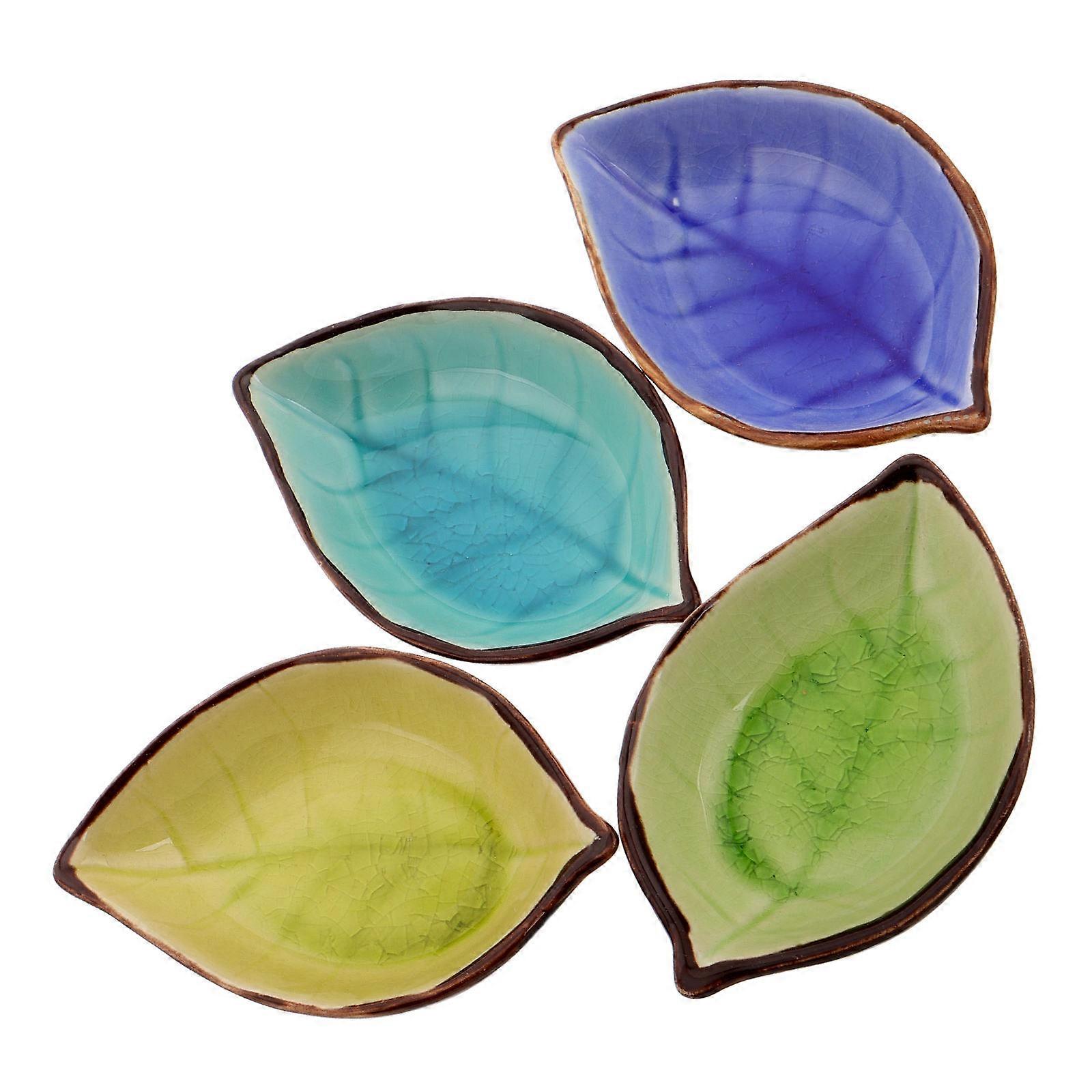 Multi Ceramic Leaf Shape Bowls for Serving 12Pcs Small Appetizer Plates