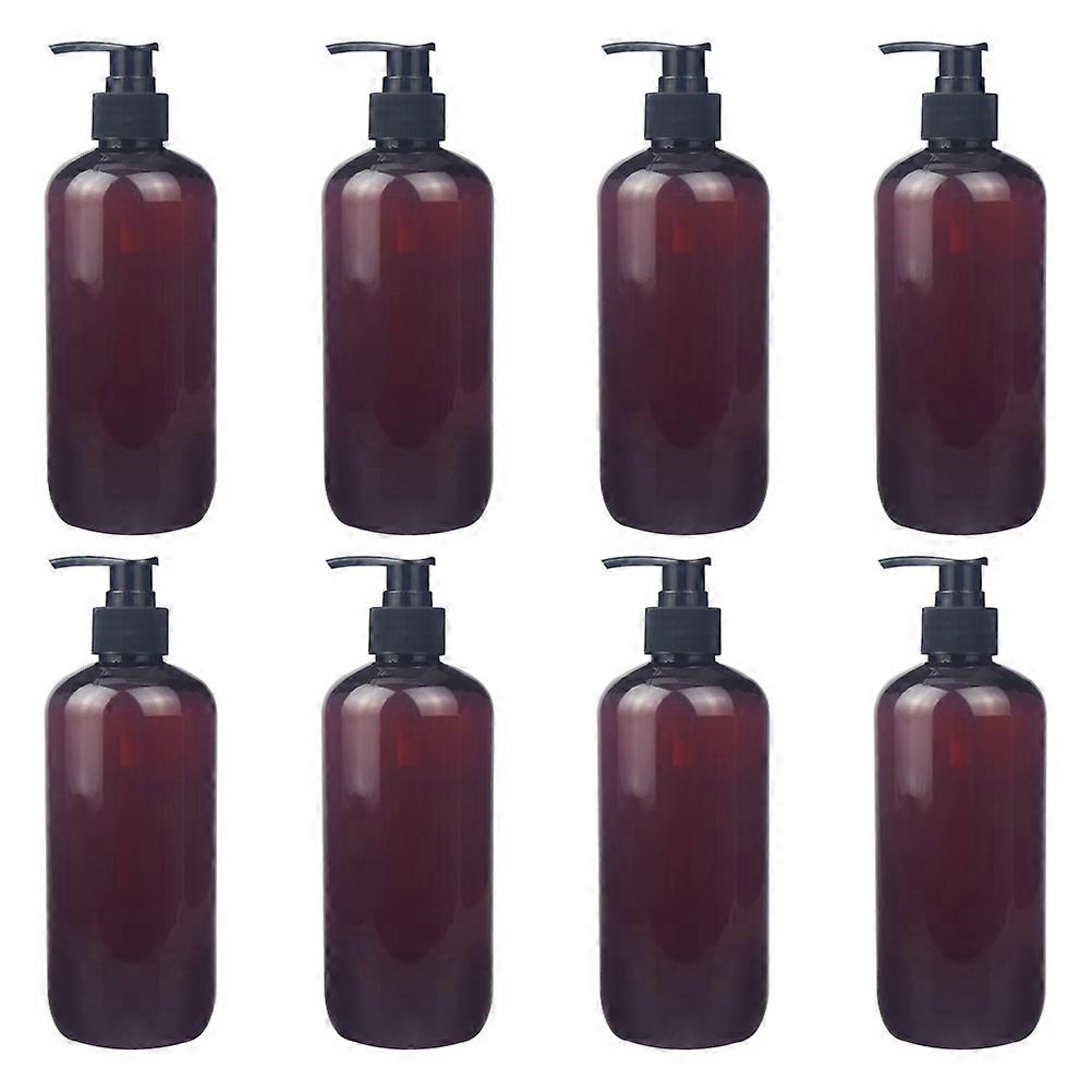 Plastic Shampoo Bottles Pump Press Bottles for Storage 16Pcs Brown Set
