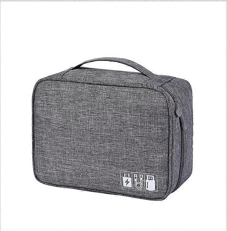 Headphone Storage Bags Multi-Function Rectangular Organizing Bag For Travel Grey 19x23.5cm Waterproof 1Set