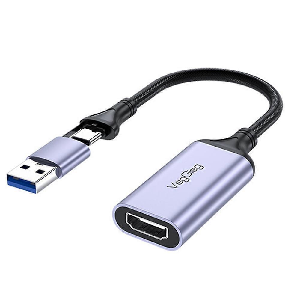 husxh USB 3.0 Video Capture Card compatible with HDMI to USB/Type-C, Aluminum Alloy, 4K/1080P, MS2130 for PC Game Live Streaming