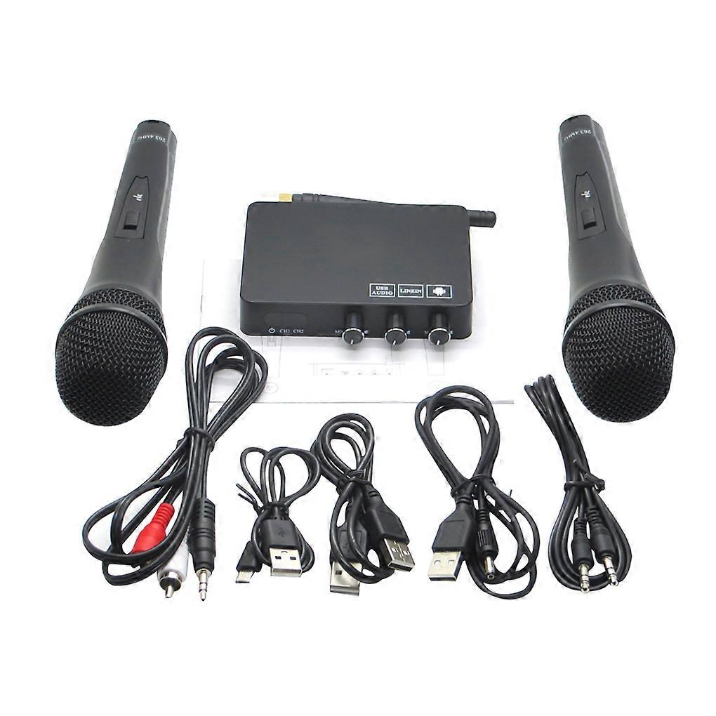 K2 Wireless Family Handheld Singing Machine Microphone USB Sound Card PC