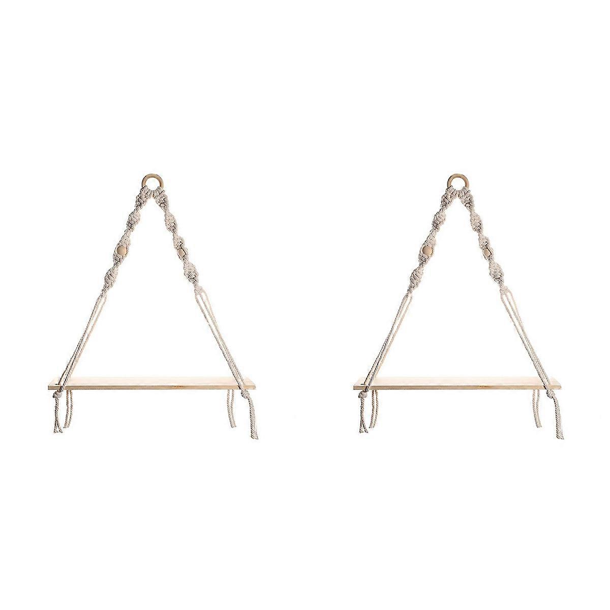 Macrame Wall Hanging Shelf-with Wood Beads, Farmhouse Floating Rustic