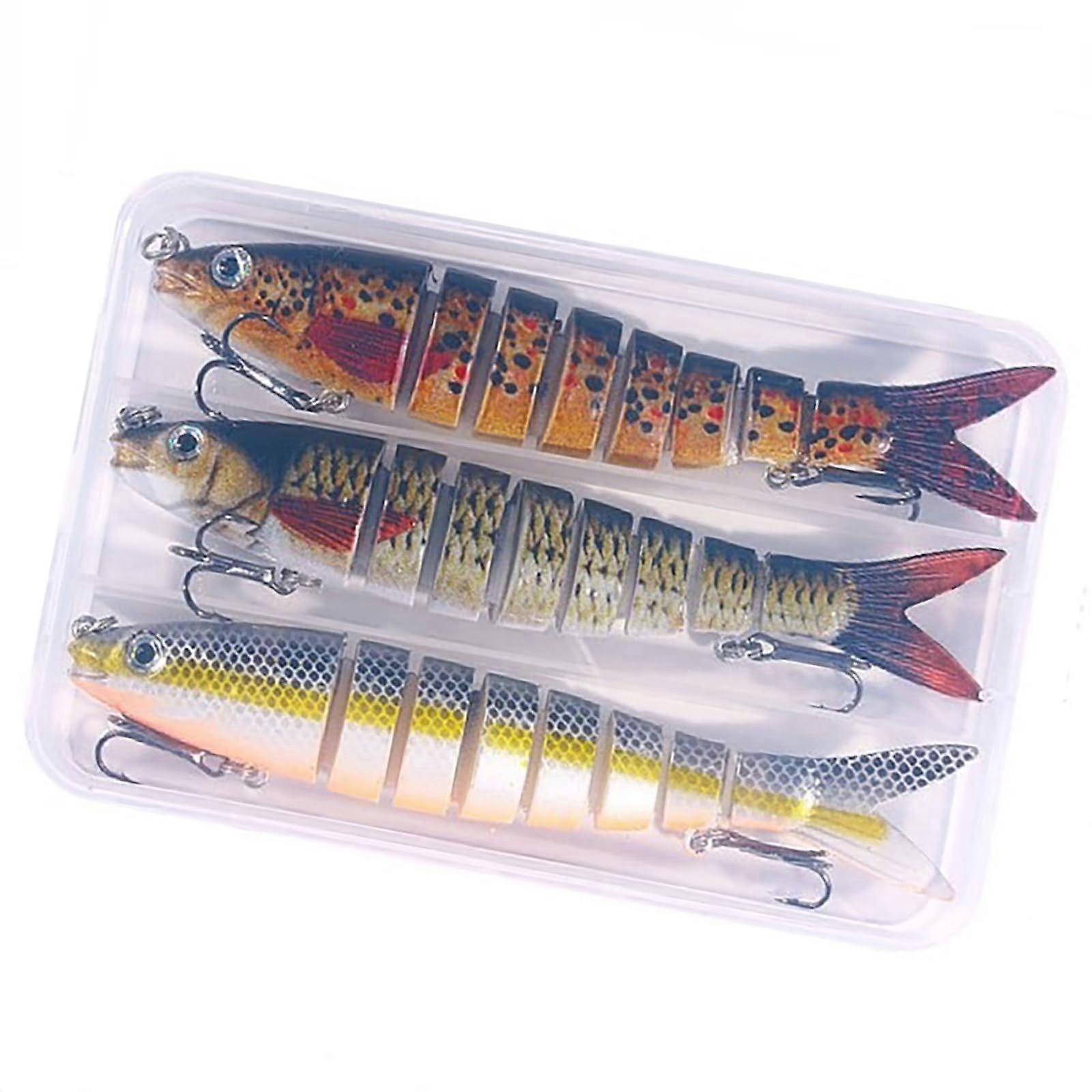 Fishing Bait Wobbler MultiSection Jointed Crankbait Soft Bait Treble Hook Sinking And Floating 3Piece Box