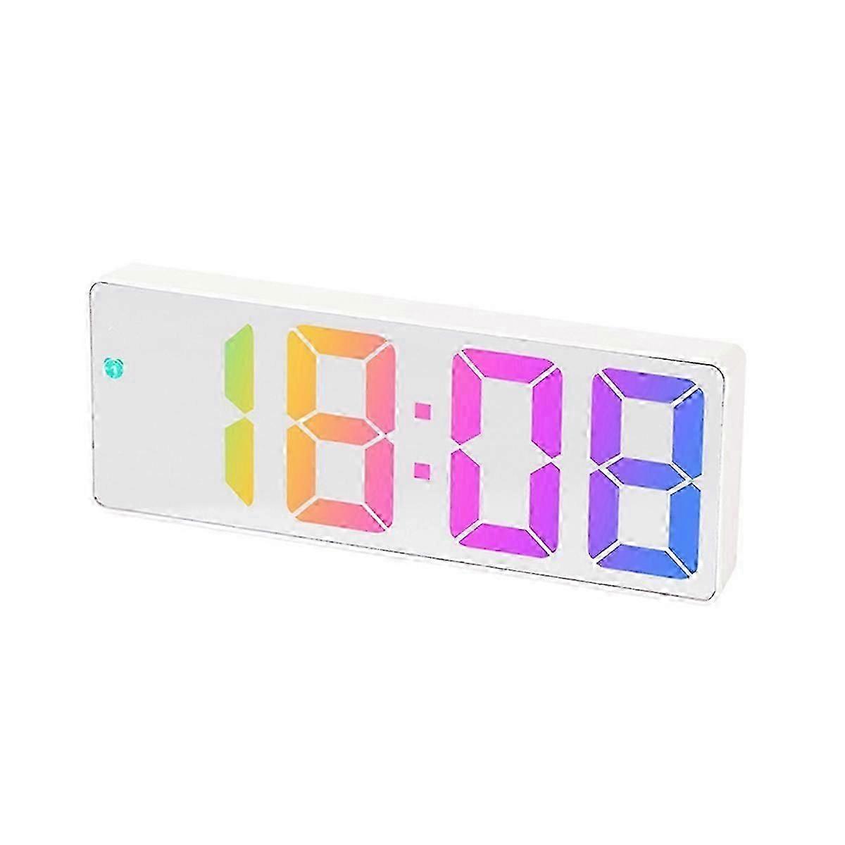 LED Large-Character Electronic Clock Bedside Alarm Clock Colorful Large-Screen Clock--White