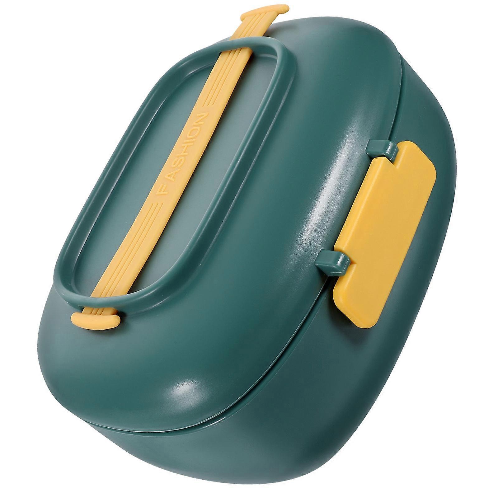 Portable Bento Box 850Ml Plastic Lunch Box Suitable For Outdoor Lunch And Picnics For Students And Office Workers In Green With Simple Design 2Pcs