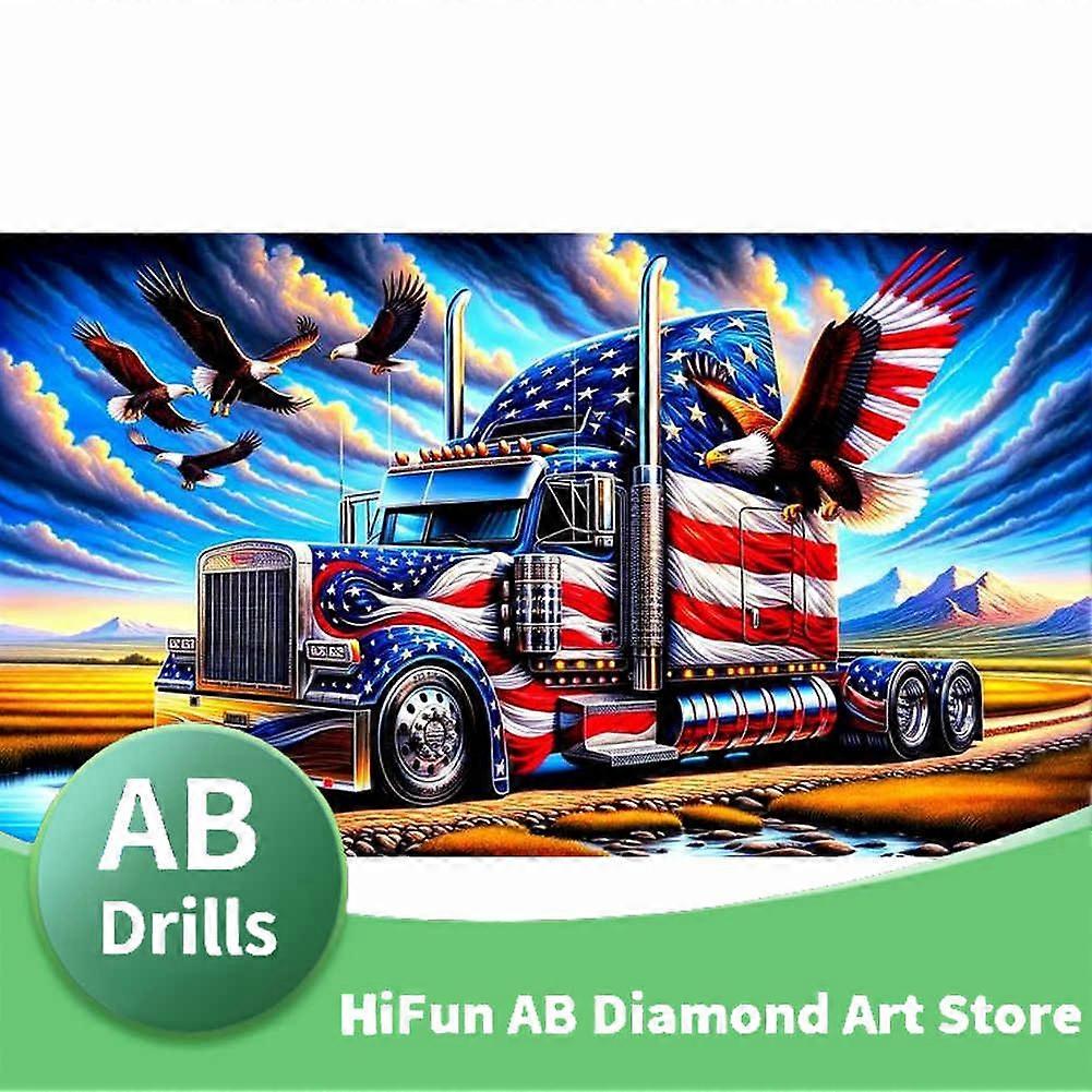Kit de broderie diamant 5D à faire soi-même, motif drapeau américain, aigle, loup, grand format, AB Drill