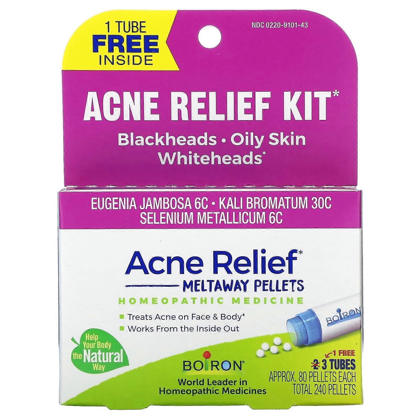 Acne Relief, Meltaway Pellets, 3 Tubes, Approx. 80 Pellets Each