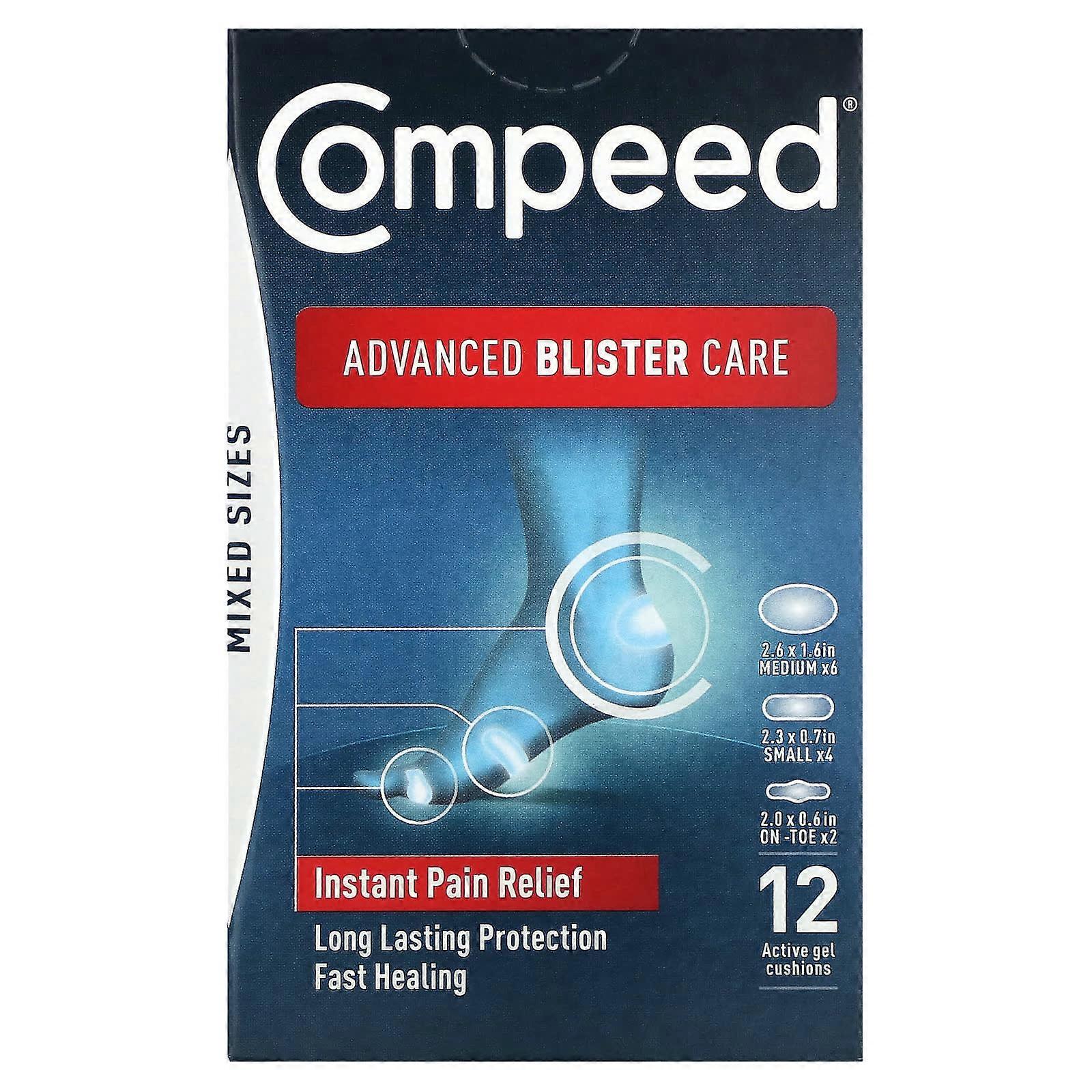 Advanced Blister Care, Mixed Sizes, 12 Active Gel Cushions
