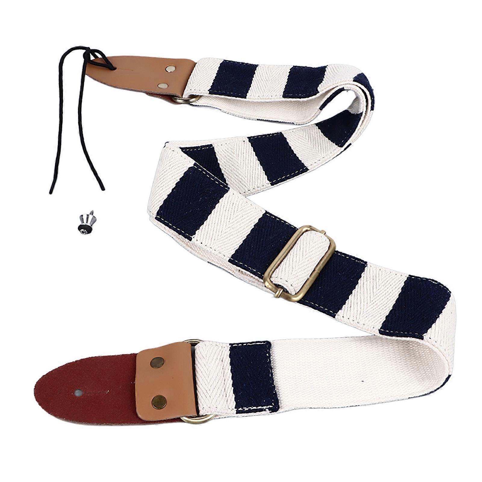 Stylish Blue Cotton Leather Guitar Strap Adjustable Thickened