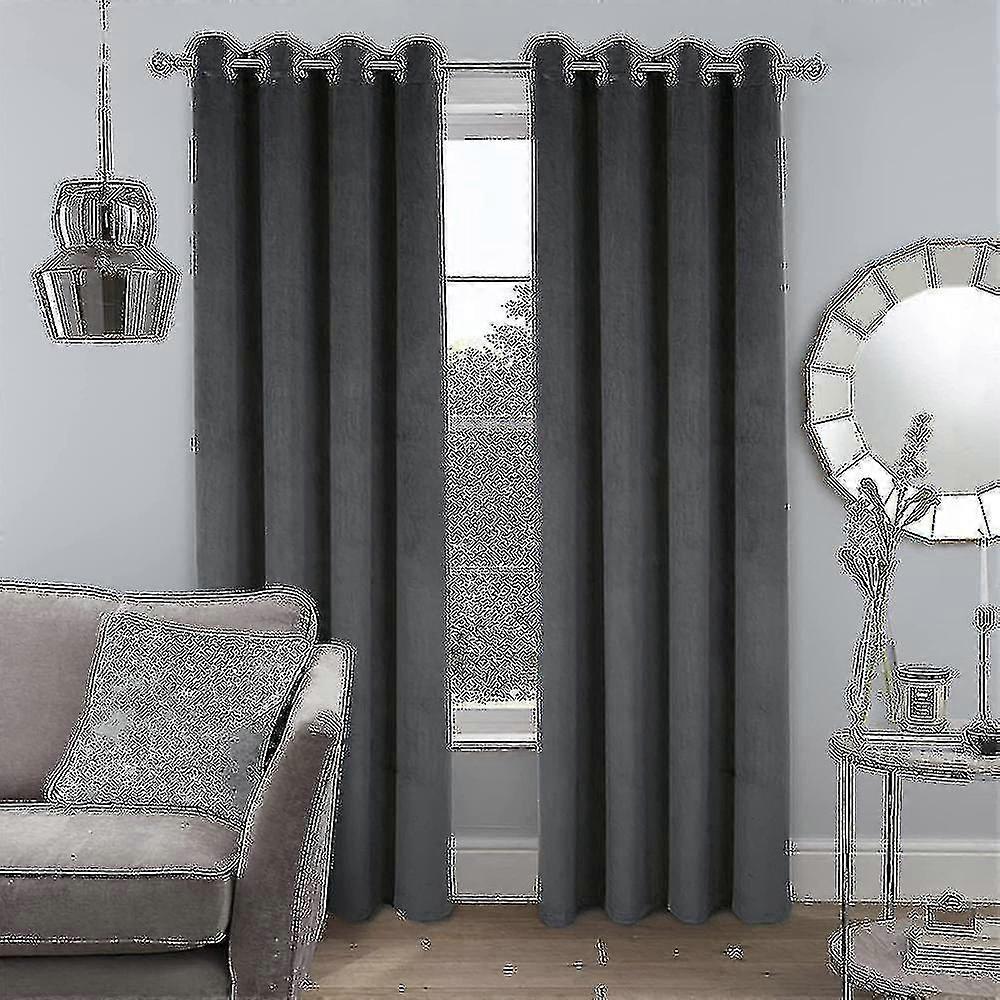 Luxury Thermal Insulated Drapes Thick Solid Living  Efficient Blackout Curtain