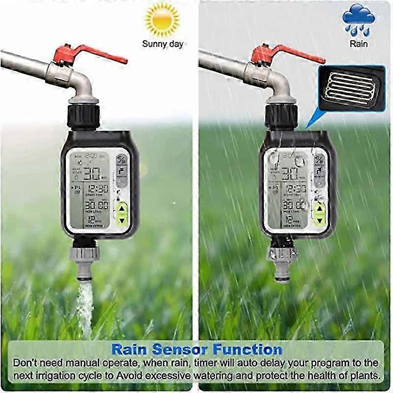 Automatic IRRIG System Garden Water Timer with Rain Sensor 3 Timing Programs Waterproof Irrigation C