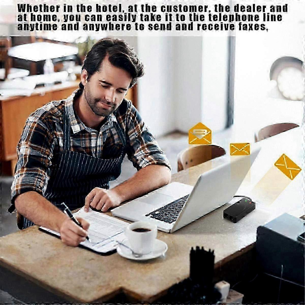 Dual Port USB 2.0 56K V.92 V.90 External Fax Modem for Windows XP 7 8 10 Computer Faxing