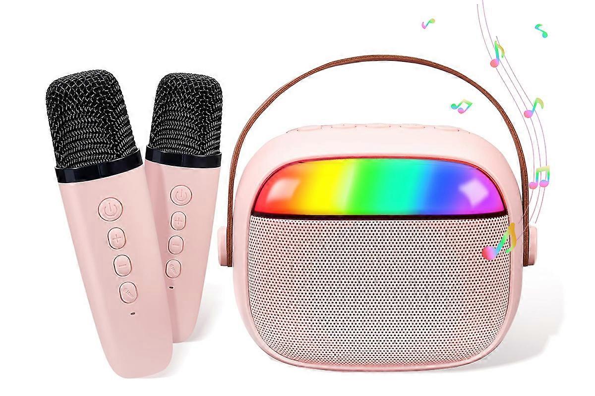Mini Karaoke Machine Portable Bluetooth-Speaker with 2 Wireless Microphones
