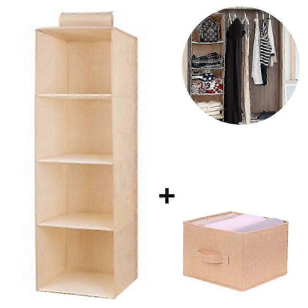 Hanging Storage Box 4 Layers Hanging Shelf Foldable Hanging Organizer, Wardrobe