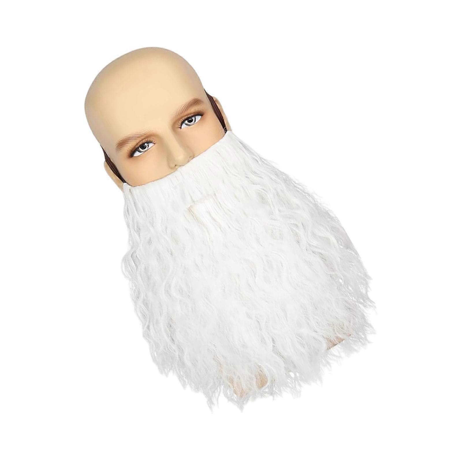 偽のひげコスチュームゴムバンドノベルティフェイシャルヘアイースターハロウィンコスチュームホワイトの長い巻き毛の魔法使いのひげ