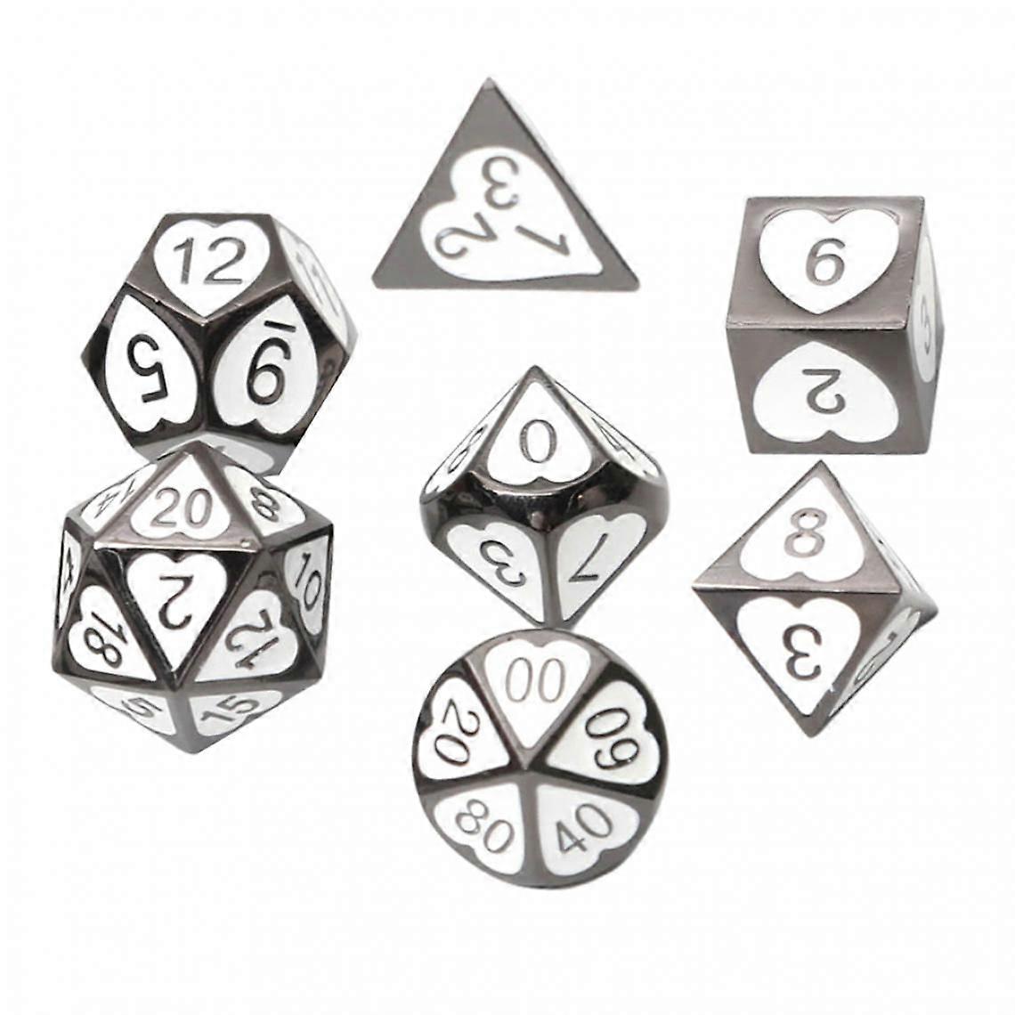 7 Pieces Metal Polyhedral Dice D4 D6 D8 D10 D12 D20 Set Role Playing Game 07