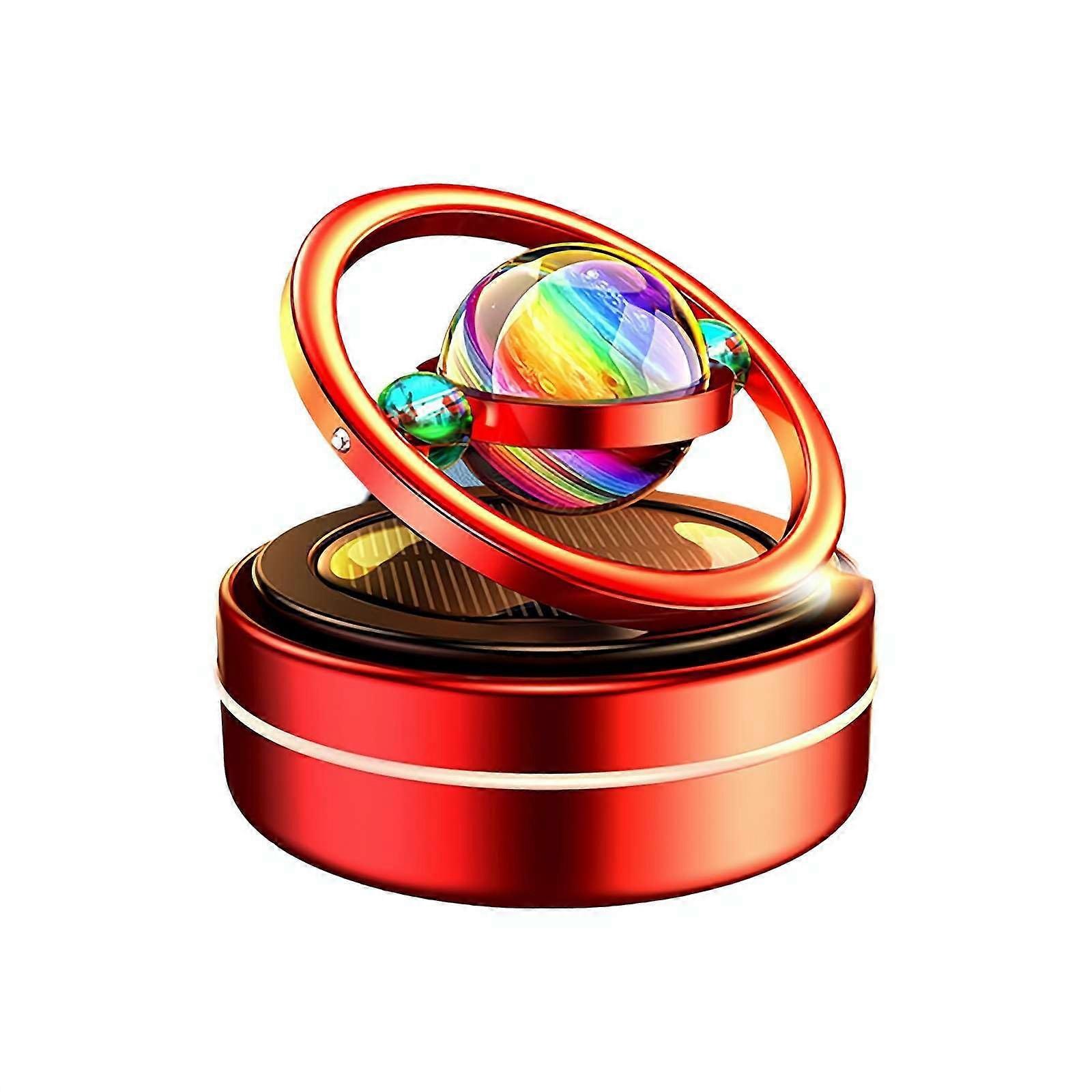 Car Air Freshener SolarPowered Rotating Crystal Ball Diffuser For Car Interior Dashboard Red LongLasting Gift