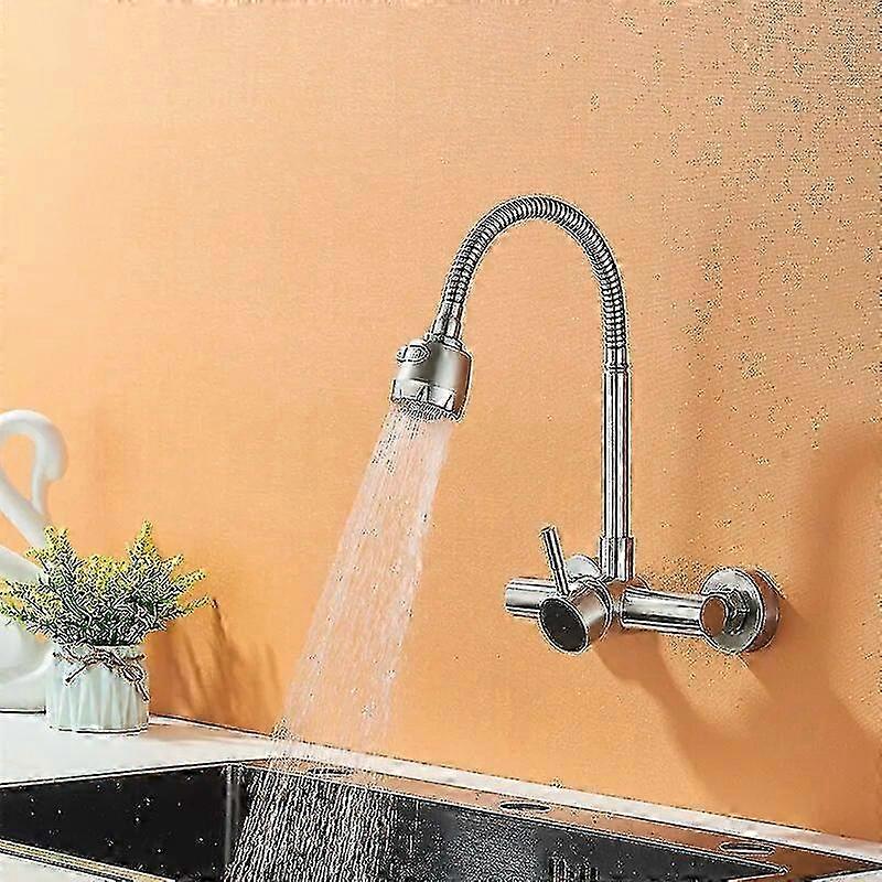 絶妙なクロームキッチンシンクの蛇口ユニバーサルブラックホースマルチモード注ぎ口ウォールマウント冷温水ミキサーキッチン洗面台タップ
