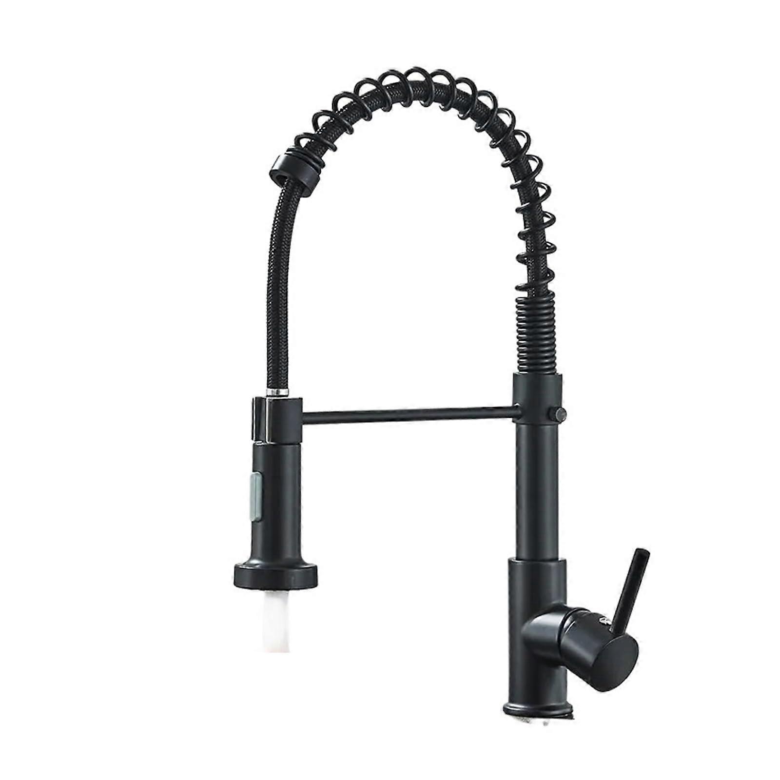 Chrome Pull Down Kitchen Faucet with Dual Mode Spout, Hot/Cold Mixer, Brass Spring Design, Black Finish