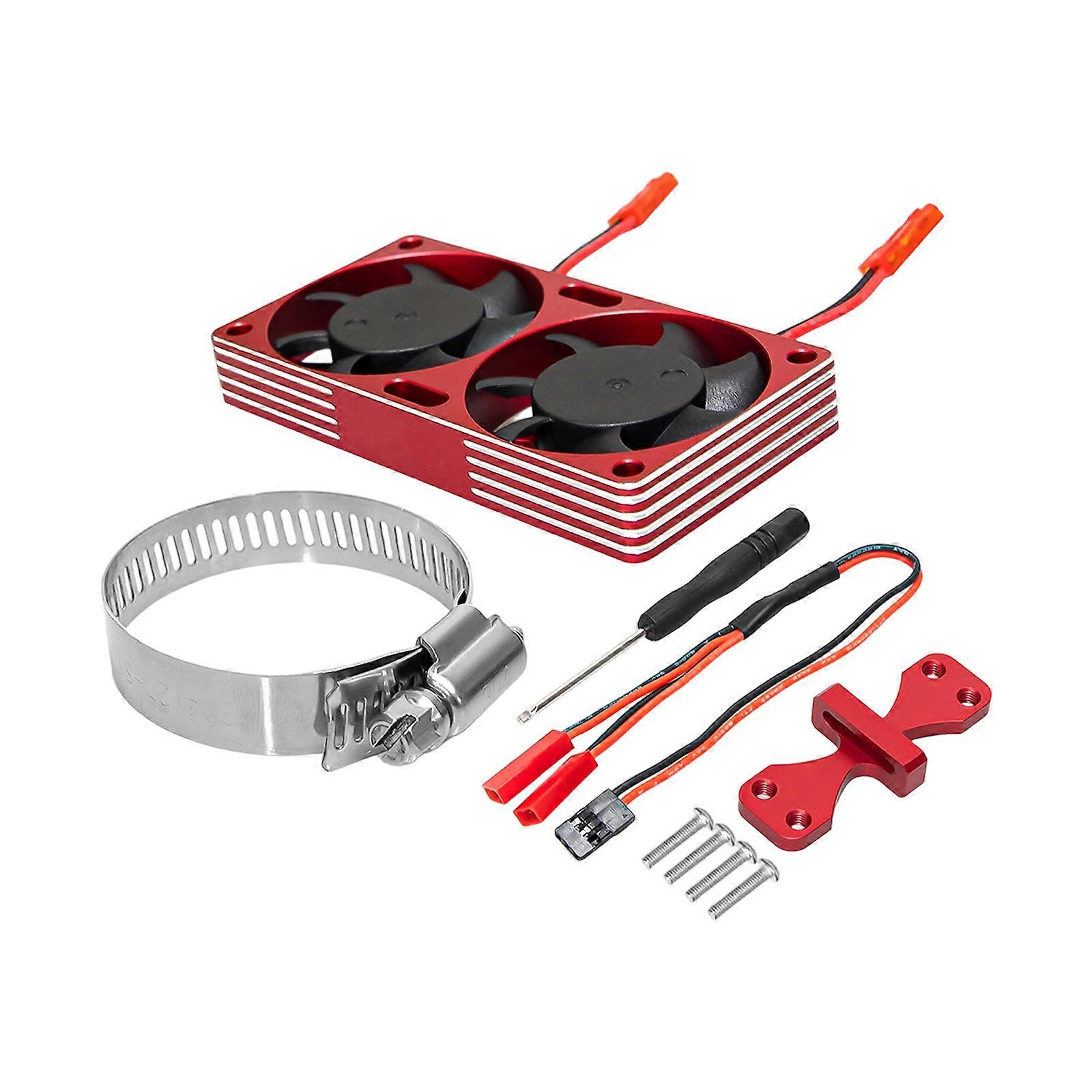 Upgrades Metal Double Fan Heat Sink Efficient Overheating Prevention Compact Design Compatible with Multiple Motors  Red 40x40