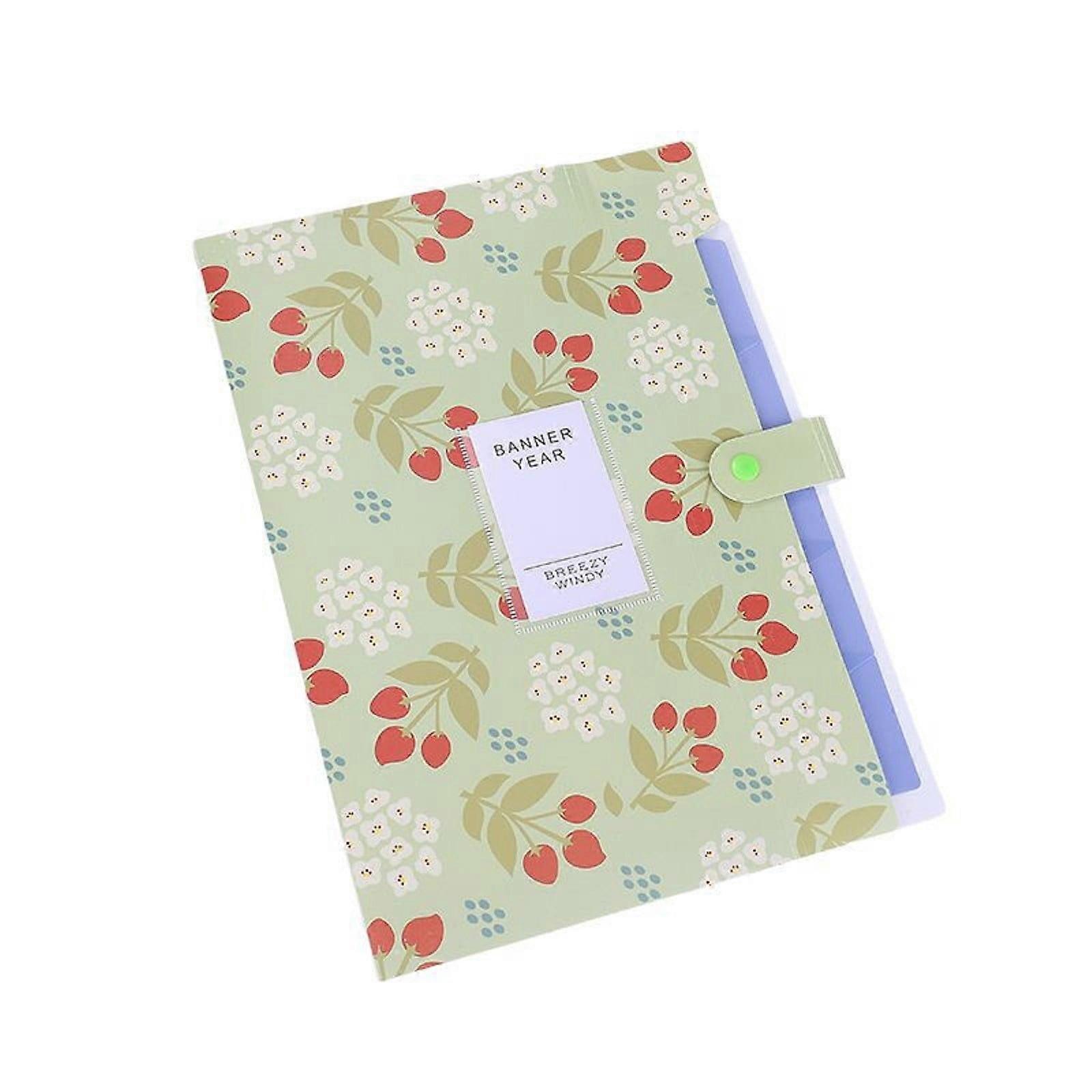 Clearance! A4 File Organizer with 5 Pockets, 168 Labels, Plastic Folders for School, Teacher Docs - Green