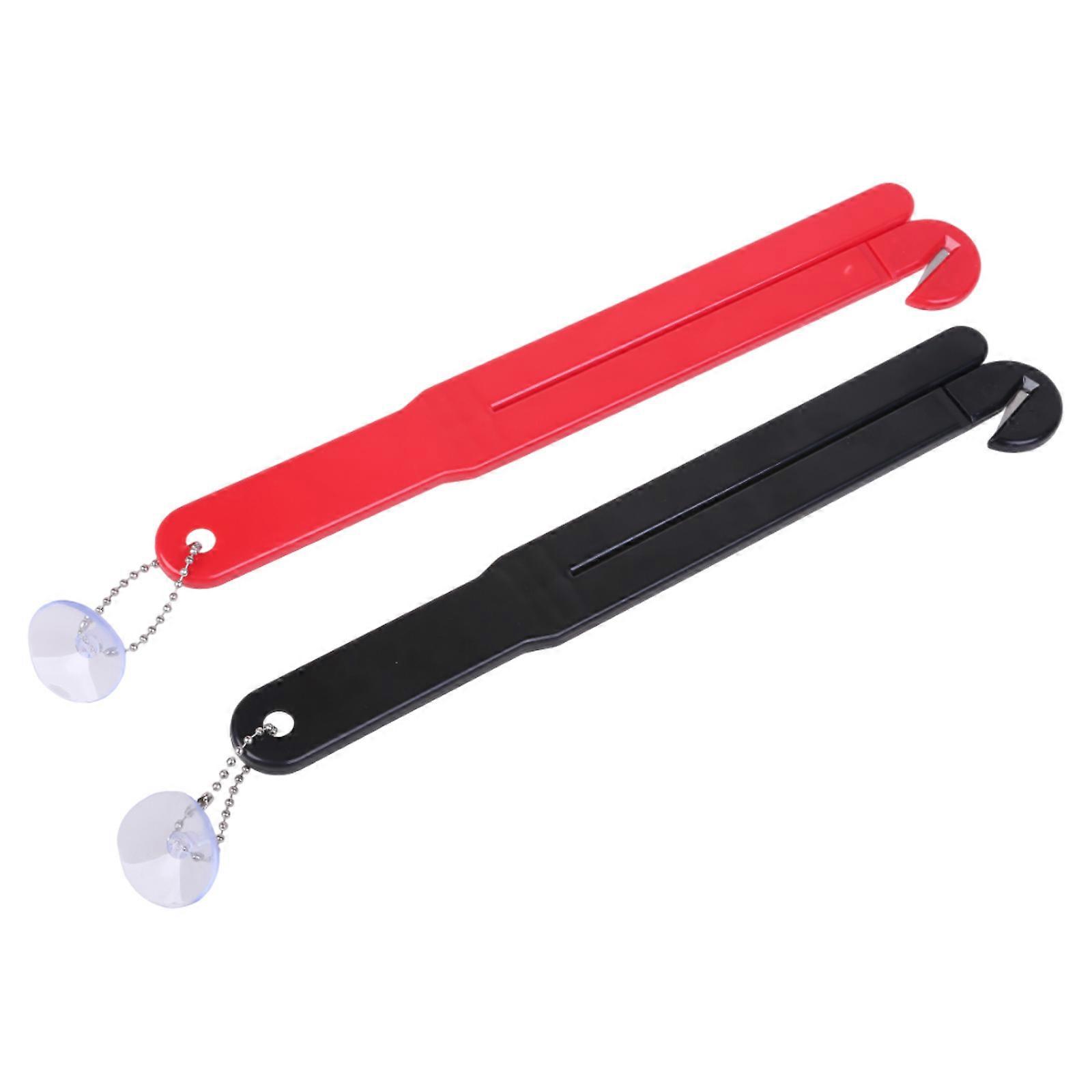 Extrusion Type- Food Bag Opener with Blade- and Squeezer for Kitchens Includes Hang Chain and Suction Cup Easy- Storage  Red Black