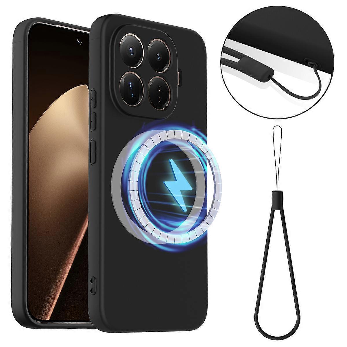 Capa de silicone líquido anti-queda compatível com Xiaomi 15T Pro e MagSafe.