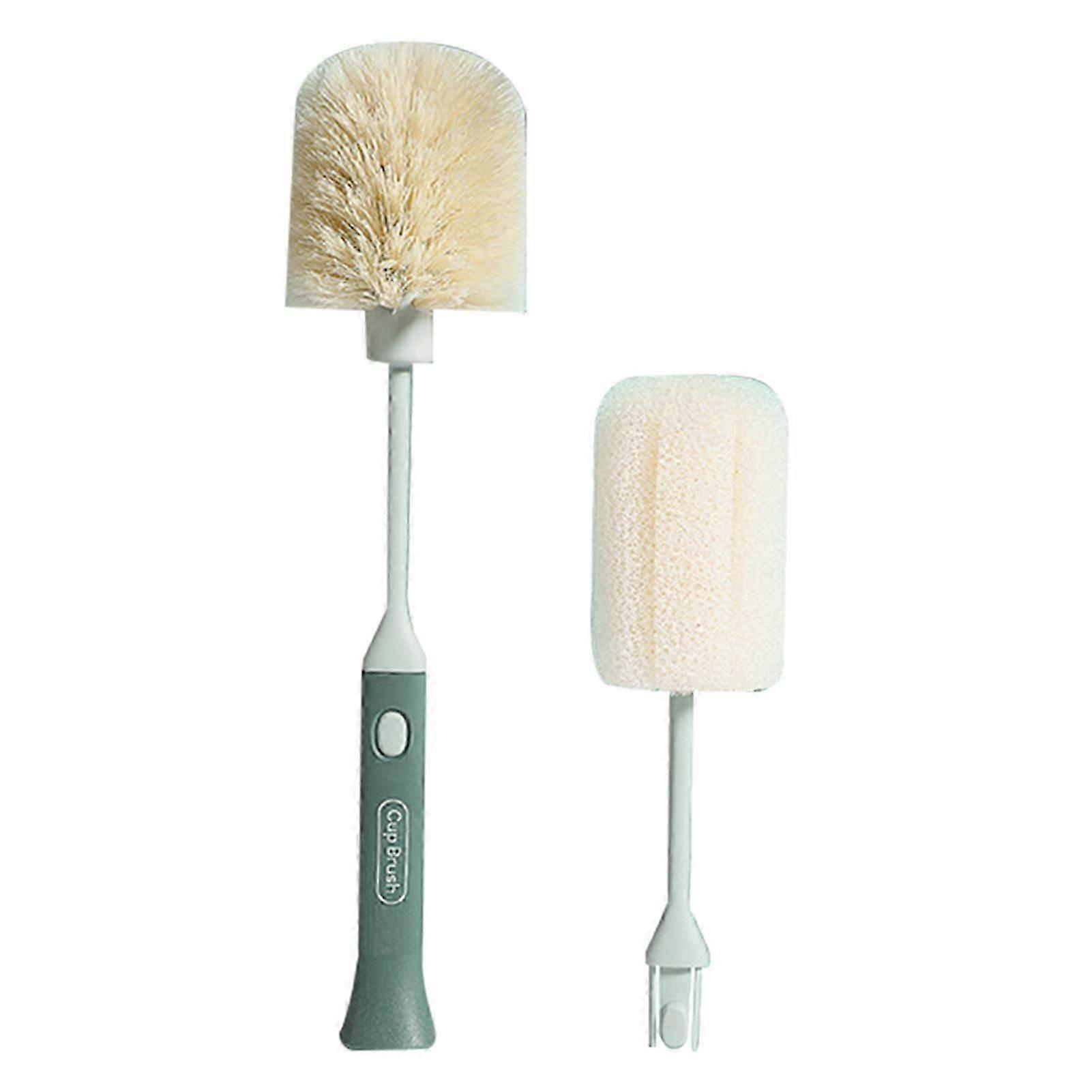Cup Brush Household Kitchen Sponge Replaceable Long Handle Cleaning Tool for Insulation CupsBlackish Green