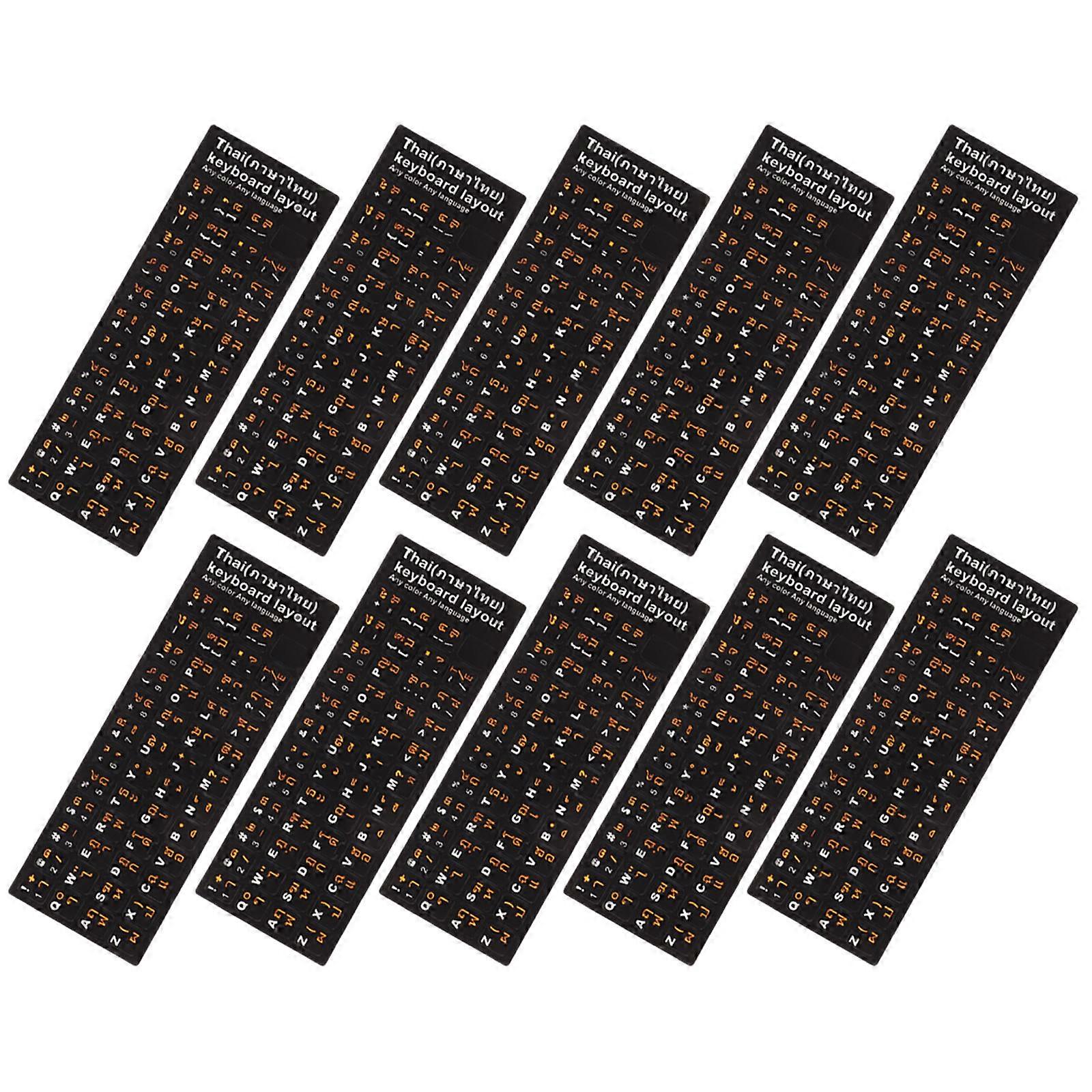 10 Sheets Thai Language Keyboard Stickers Background With Lettering Keyboard Skin