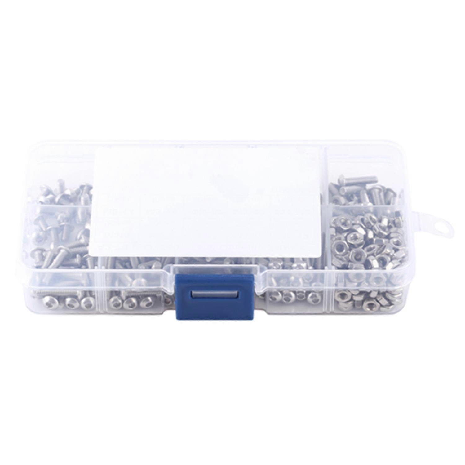 340pcs M3 Stainless Steel SS304 Button Head Hex Socket Screw Bolt Nut Assortment Kit