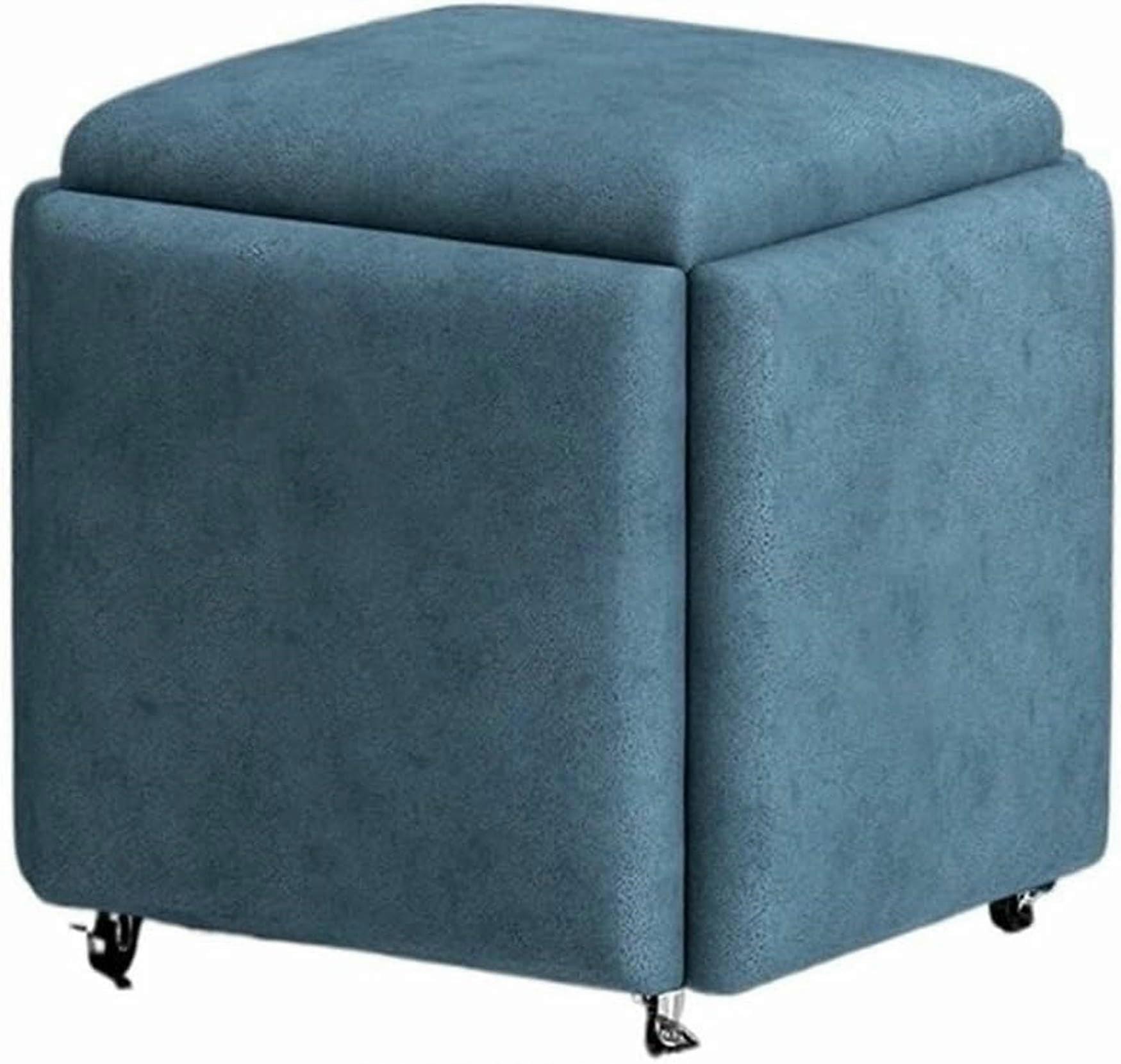 Sofa Stool with Swivel Casters, 5 in 1 Stackable 15in Ottoman Foot Rest for Living Room & Makeup