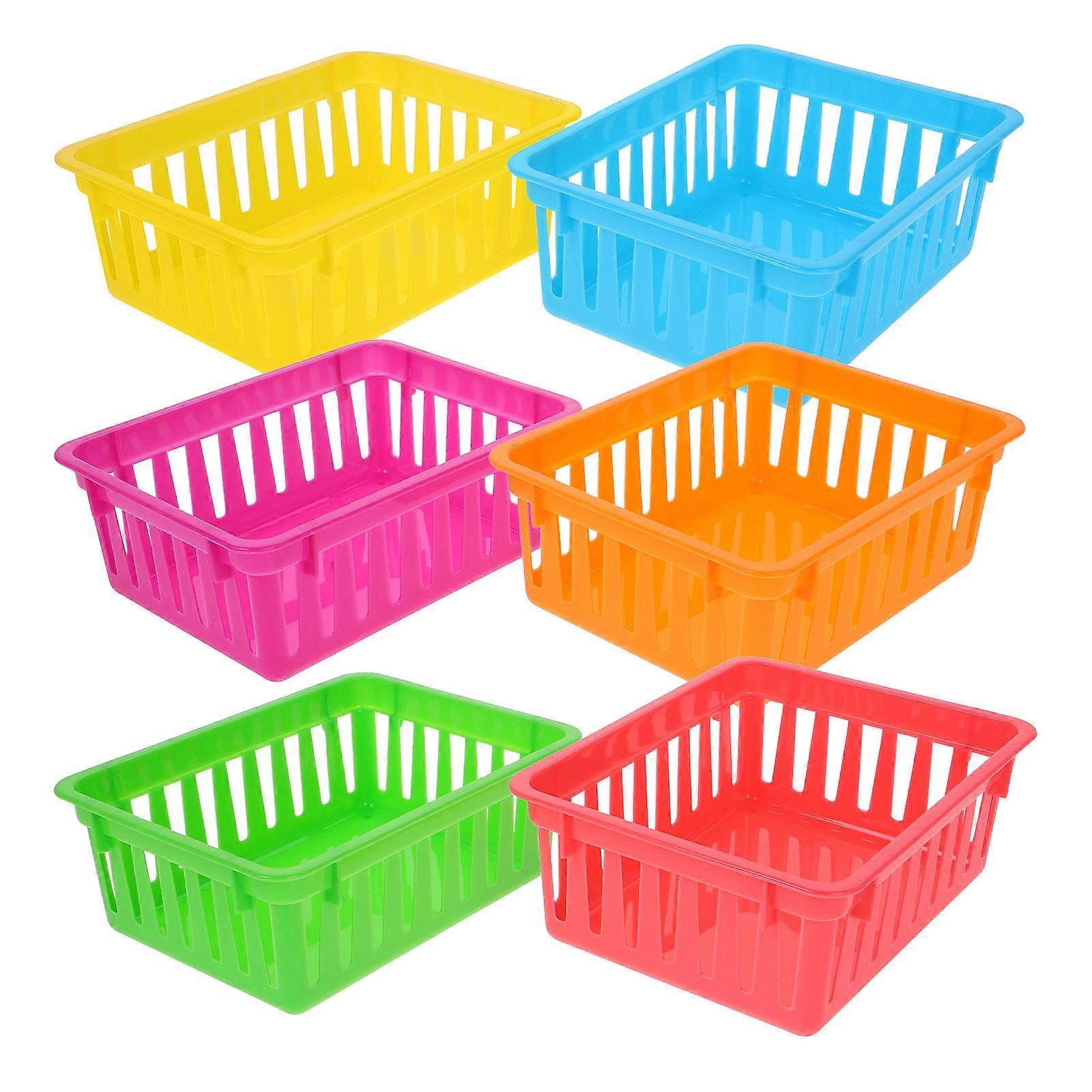 Small Plastic Pencil Baskets for Classroom Storage Trays 6Pcs Set