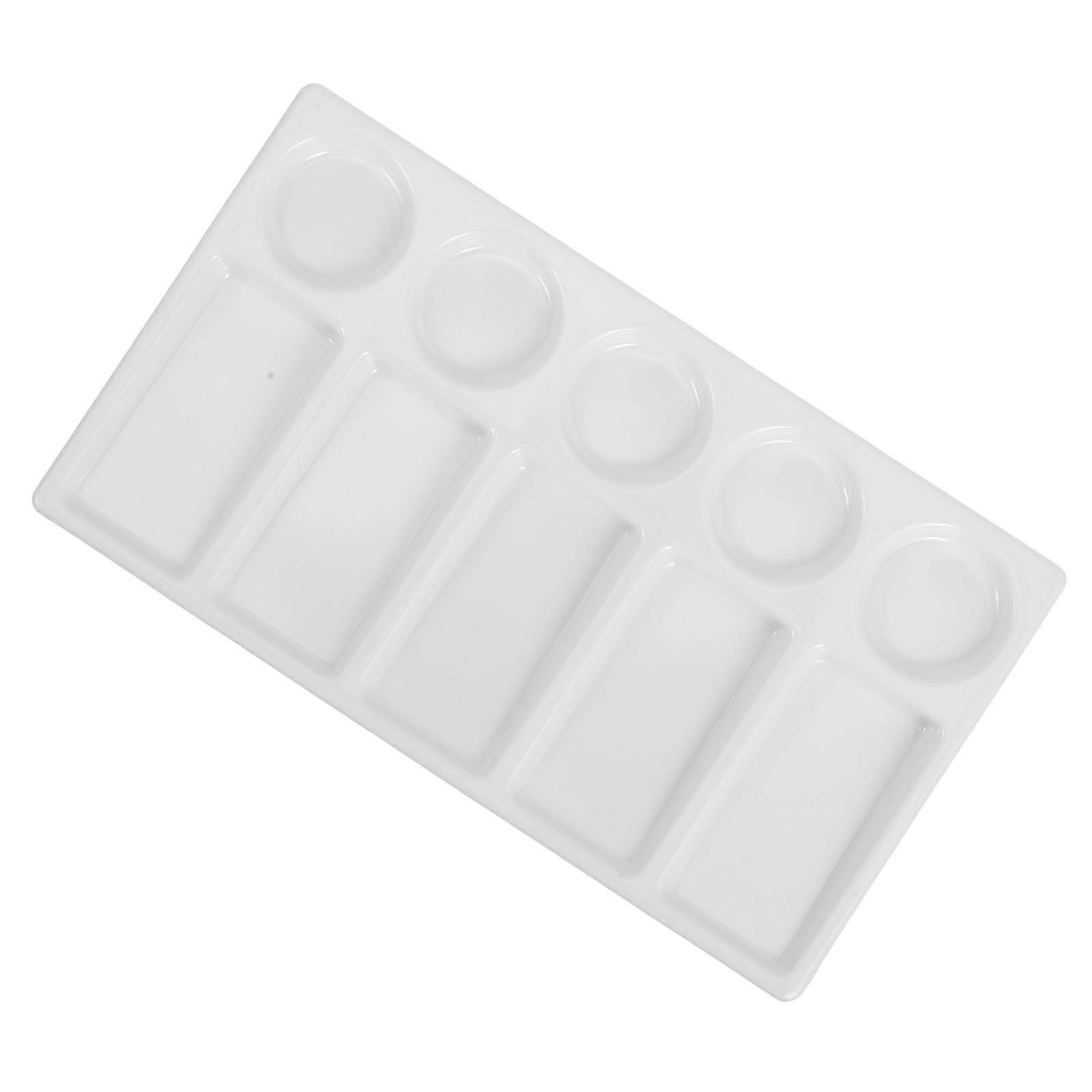 White Plastic Paint Palette Rectangular Mixing Tray For Students Artists Sketching Painting Leak Proof 1Set