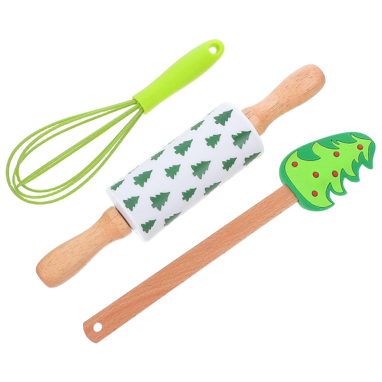 Holiday Kitchen Baking Rolling Pin Set Silicone for Cookies 3Pcs