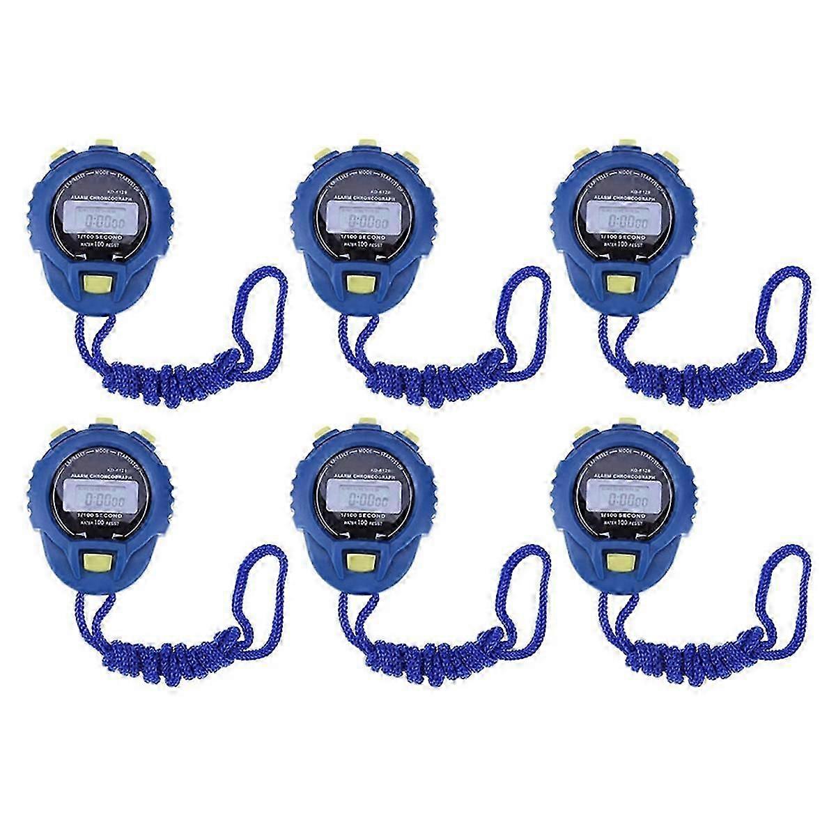 6PCS LCD Electronic Stopwatch Chronograph Digital Timer Sport Counter Odometer Watch