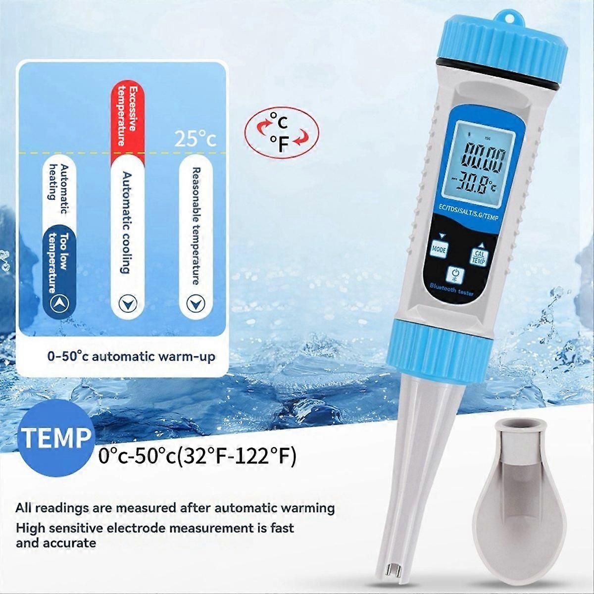 5-in-1 Bluetooth Water Quality Tester TDS, PH, Salinity, Temp