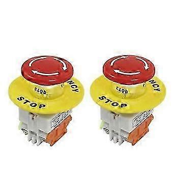 2pcs 22mm Compact Push Button Red Mushroom Stop Switch Emergency Easy Install