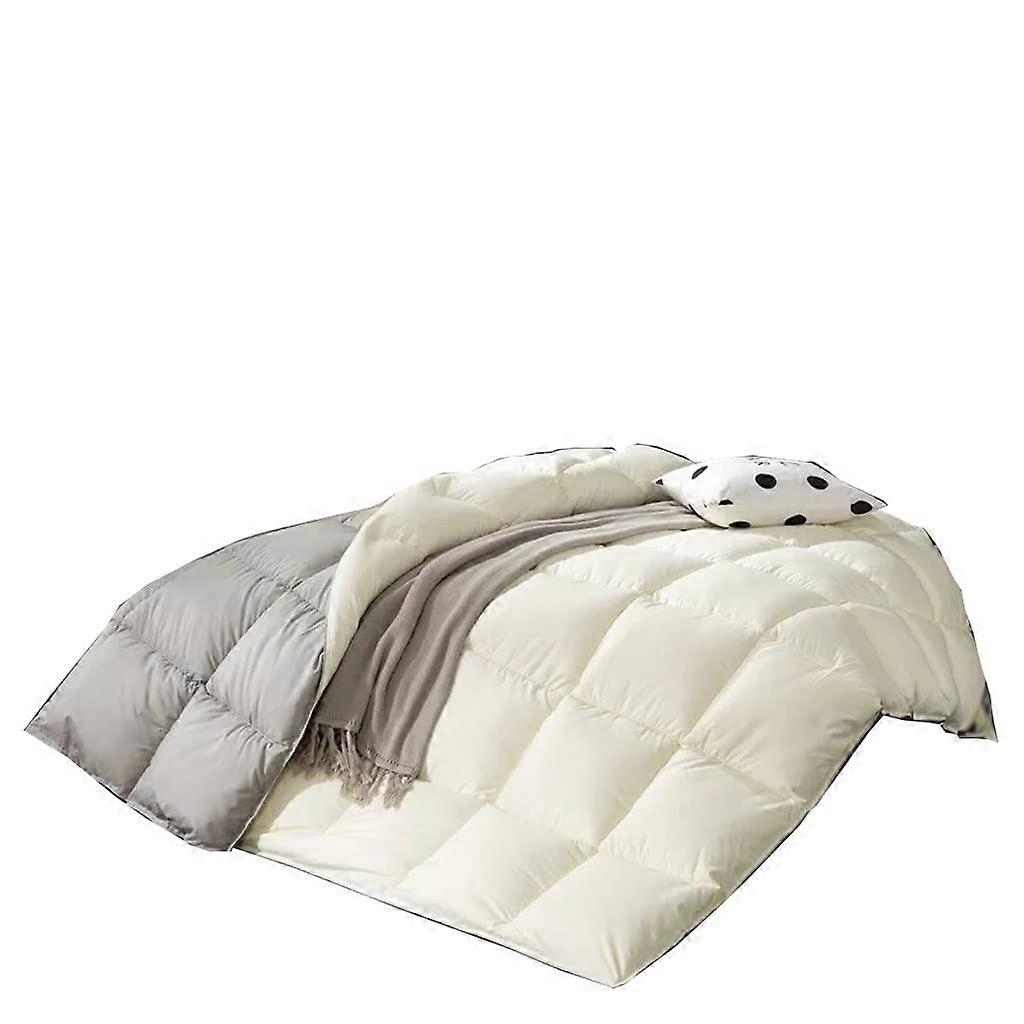 White Goose Down Comforter King Size AllSeason Breathable Quilt with Even Fill and Durable Stitching