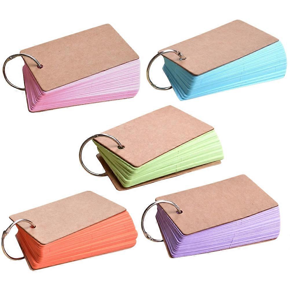 5 Books Blank Index Cards with Ring Colored Note Cards Blank Flash Cards Portable Memo Pads