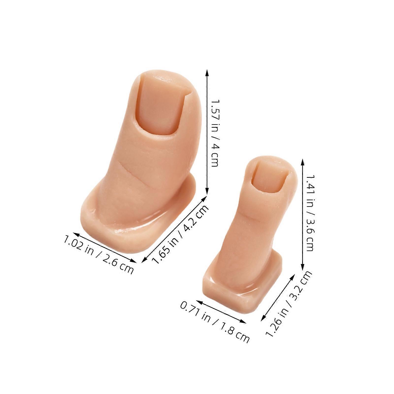 Beige Silicone Nail Practice Finger for Manicure Tool 2Pcs Training Set